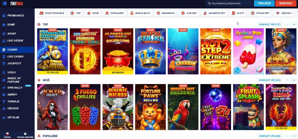 Obrázek online kasina Tikitaka s 100% bonusem k prvnímu vkladu až do 5 000 Kč a exkluzivními hrami