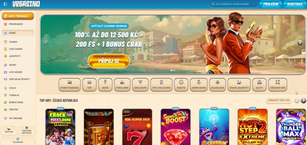 Obrázek online kasina Vegasino s knihovnou více než 11 000 her a uvítacím bonusem až 500 € a 200 free spiny